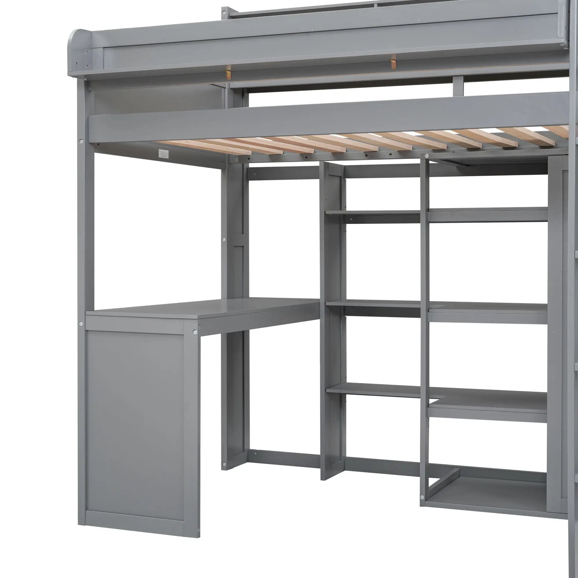 Loft Bed With Built In Desk, Storage Shelves, And Wardrobe by Unique Piece Furniture