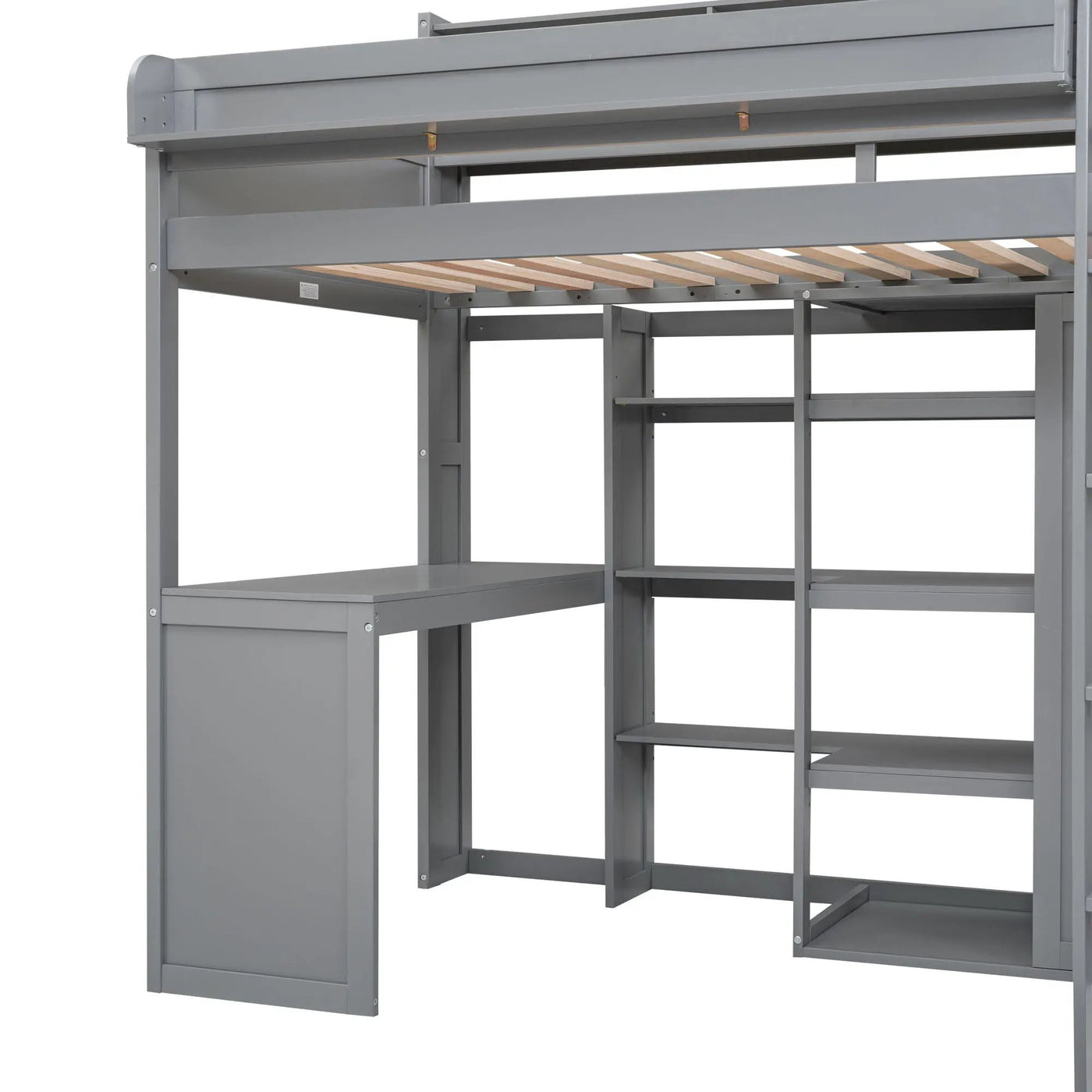 Loft Bed With Built In Desk, Storage Shelves, And Wardrobe by HouseOfZazla