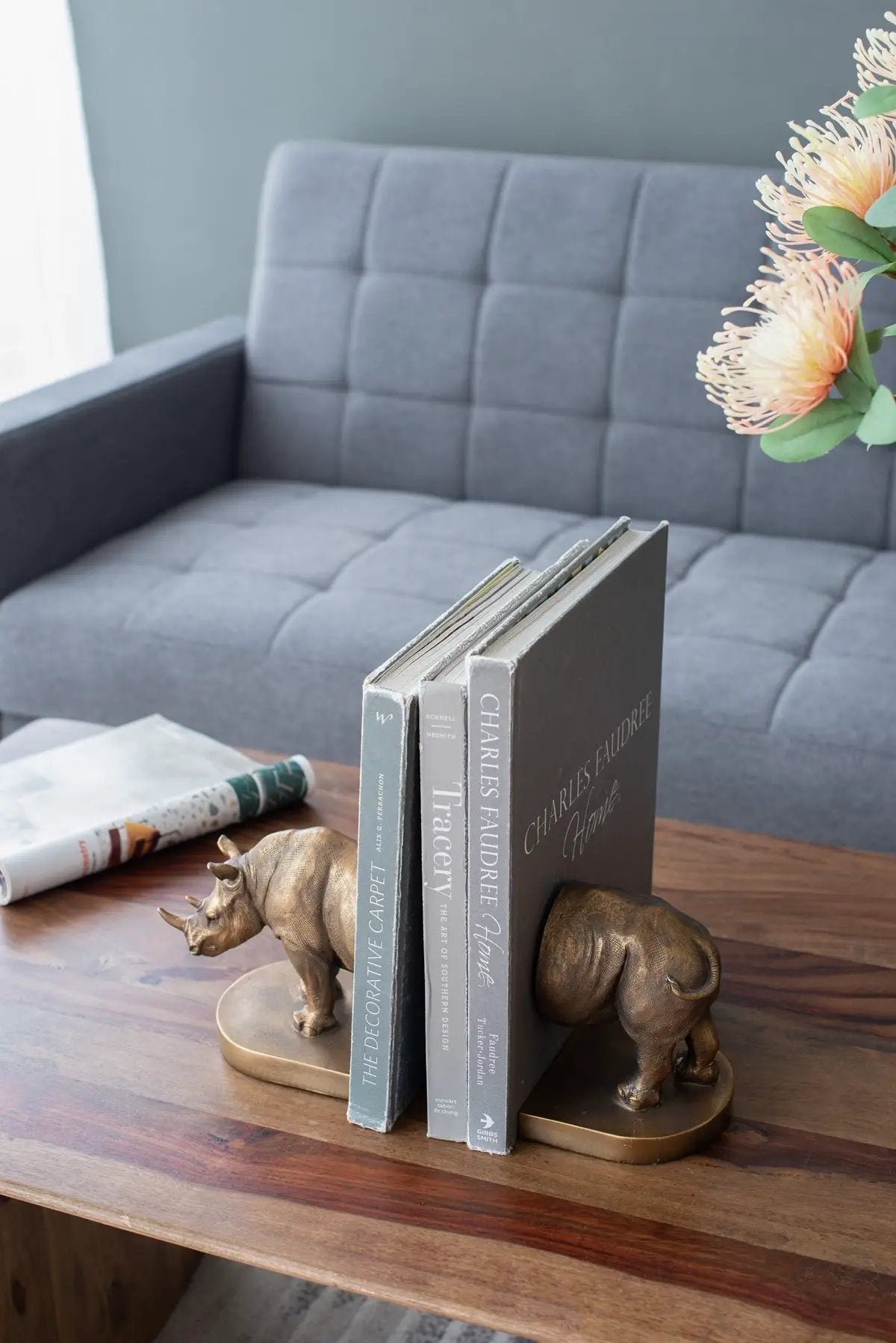 Set of 2 Rhino Bronze Bookends by HouseOfZazla