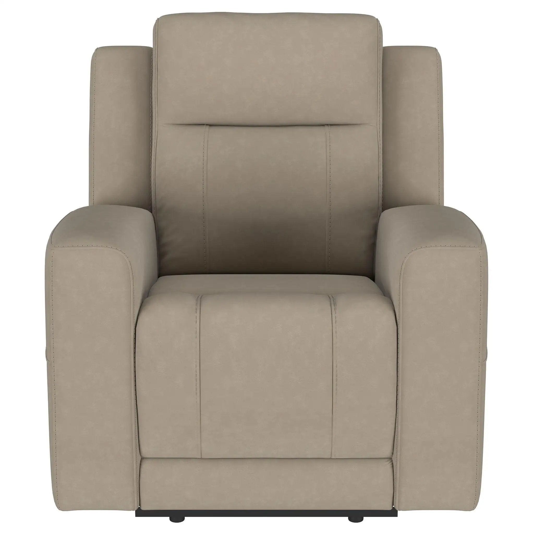 Slater - 3 Piece Upholstered Reclining Sofa Set And Built In Storage - Taupe