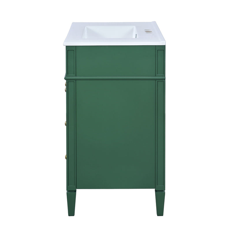 Bathroom Vanity With Top Sink, 2 Drawers & Tip Out Drawer