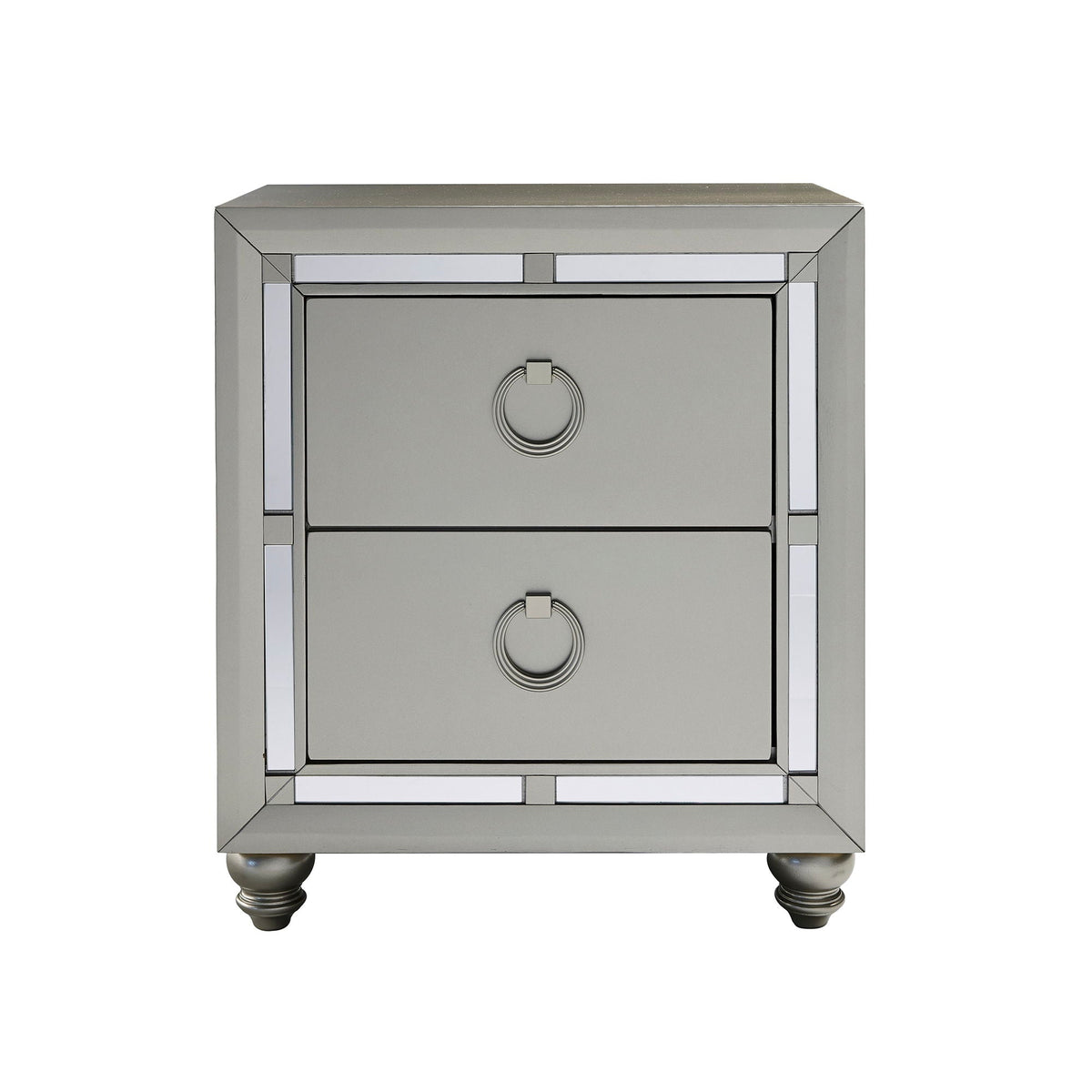 Gemstone Silver Nightstand with Mirror Accents - Chloe, photo 7 of 7