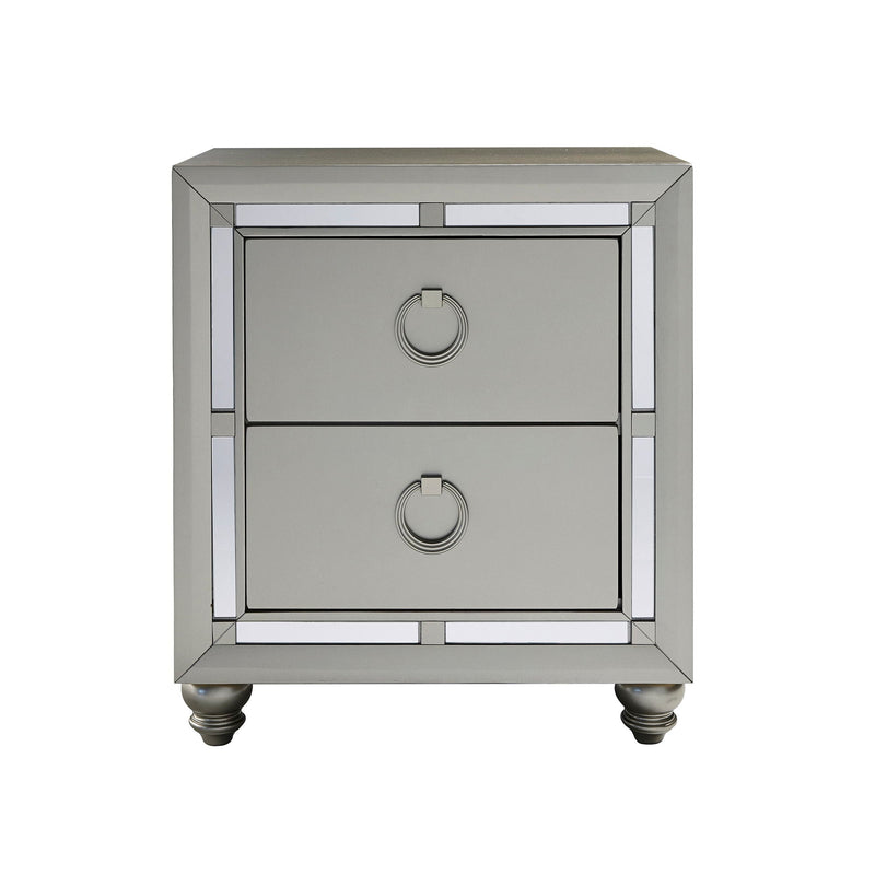 Gemstone Silver Nightstand with Mirror Accents - Chloe, photo 7 of 7