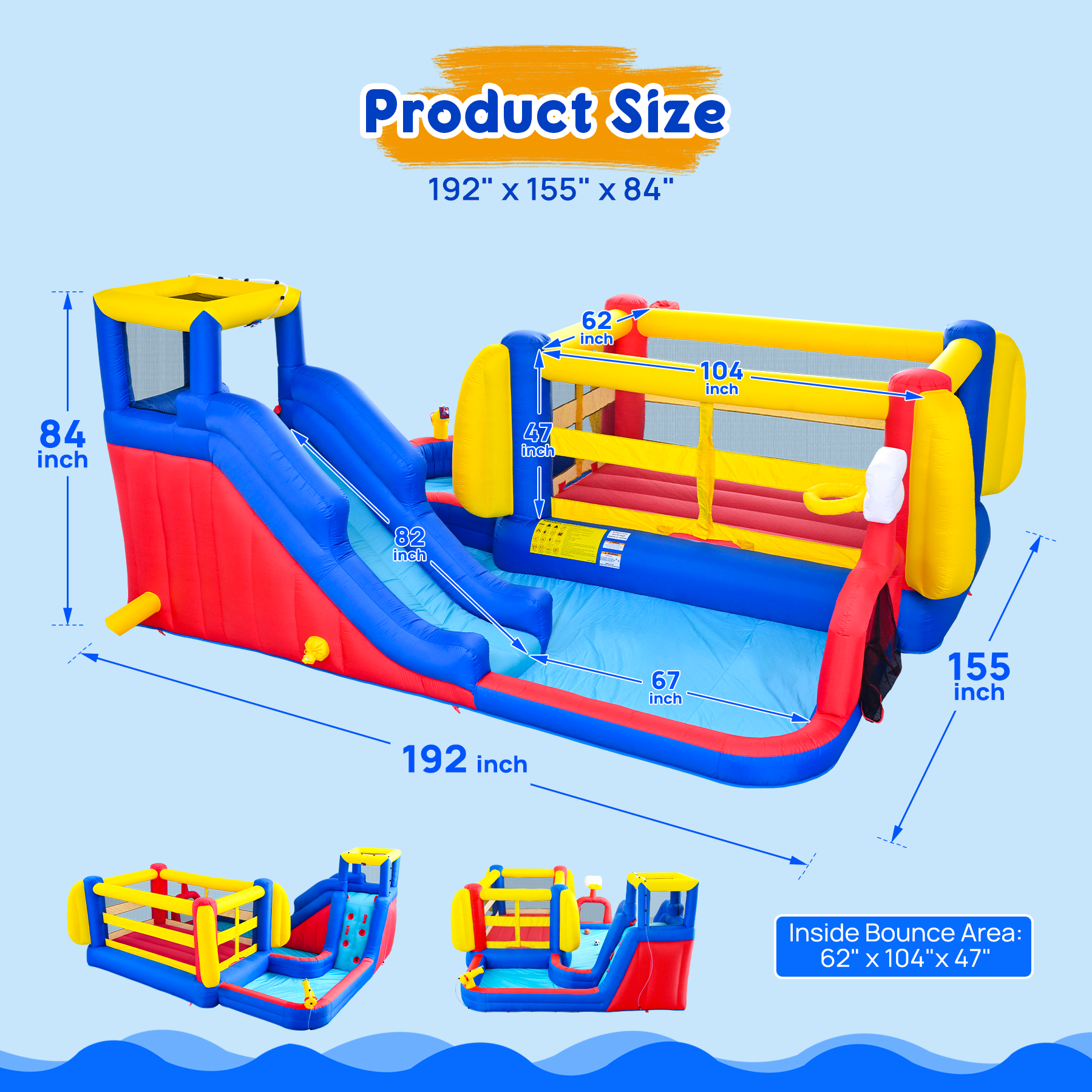 7 in 1 Inflatable Slide Water Park for Kids by HouseOfZazla