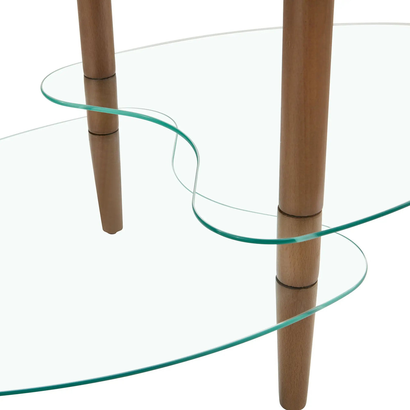 Transparent Oval Glass Coffee Table, Modern Table In Living Room Oak Wood Leg Tea Table 3-Layer Glass Table by HouseOfZazla
