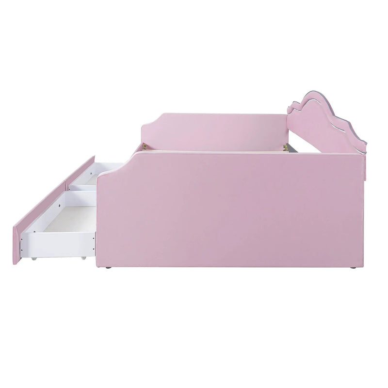 Upholstered Daybed With LED Lights And 2 Drawersme by HouseOfZazla