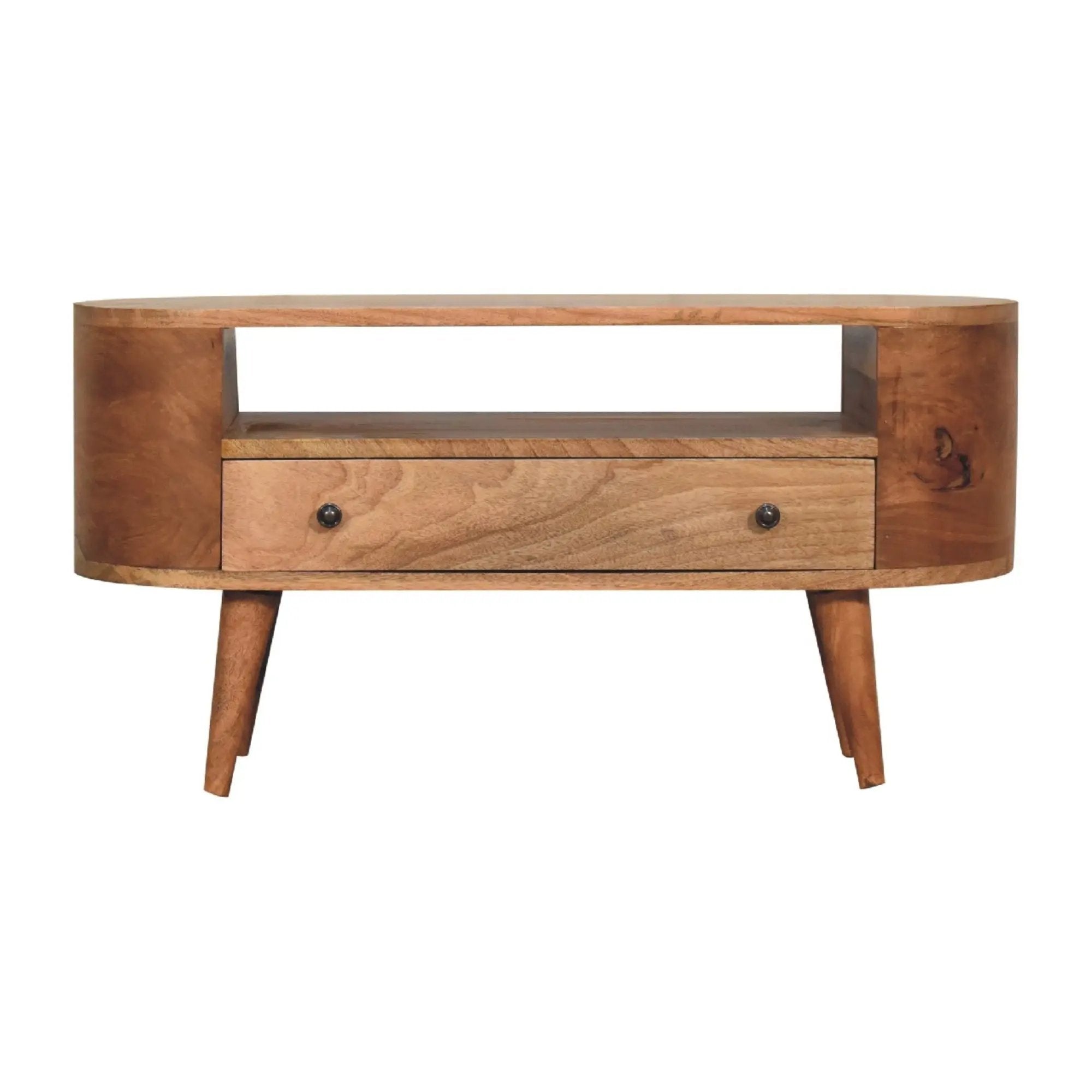 Modern Mini Rounded Entertainment Unit - Oak by Unique Piece Furniture
