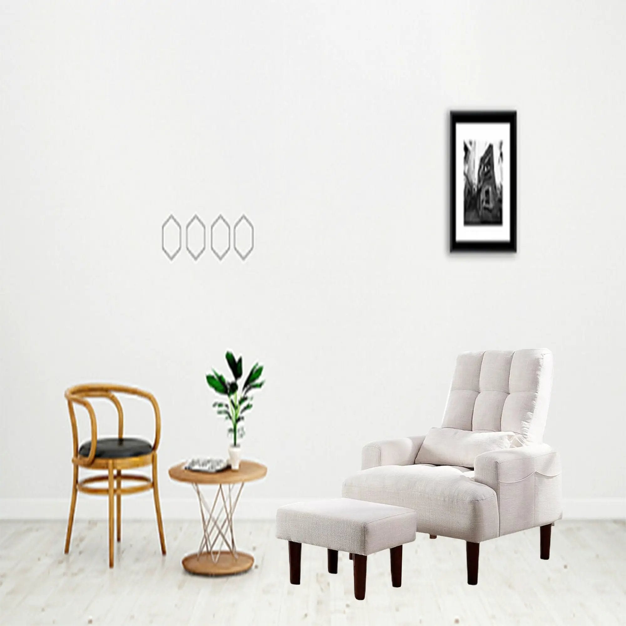 Living Room Sofa Single Chair And Ottoman, Modern Multi-Function Fabric Living Room Sofa Lounge Chair Bed And Stool. Soft Leisure Single Chair Adjustable Into 5 Angles With Sofa Bed by Unique Piece Furniture
