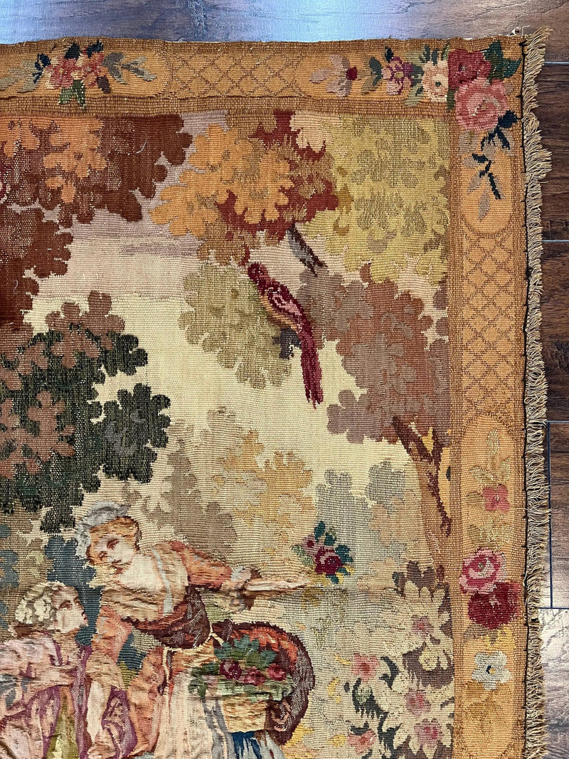 Antique Tapestry 3x4, European French Tapestry, Hand Loomed Victorian Tapestry, Vintage Wool Tapestry 3 x 4 ft by Jewel Rugs