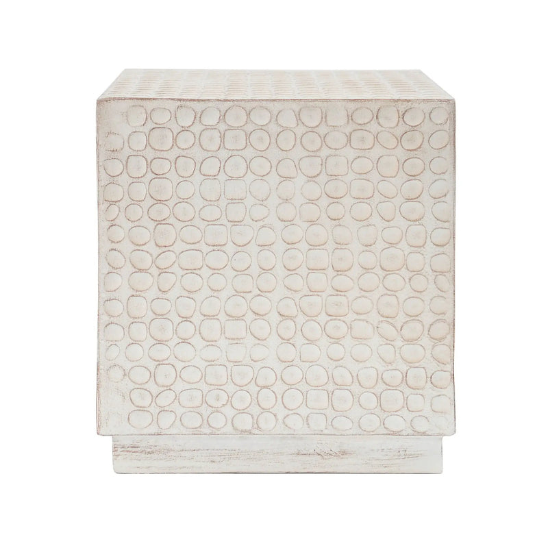 Chic Modern MGO Cube Side Table with Fluted Design - Antique Brown by HouseOfZazla