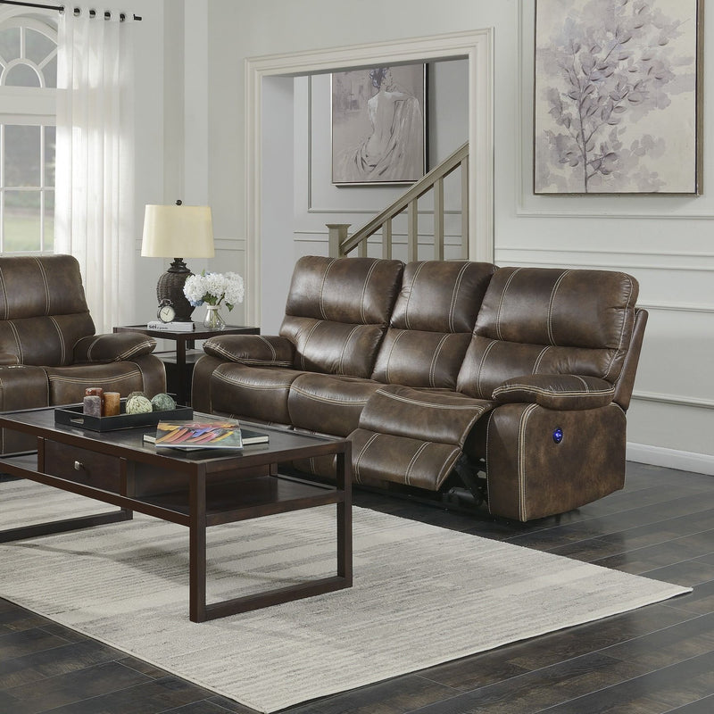 Reclining Sofa With USB Charging, Pocket Coil Seating, And Hidden Storage - Brown by HouseOfZazla