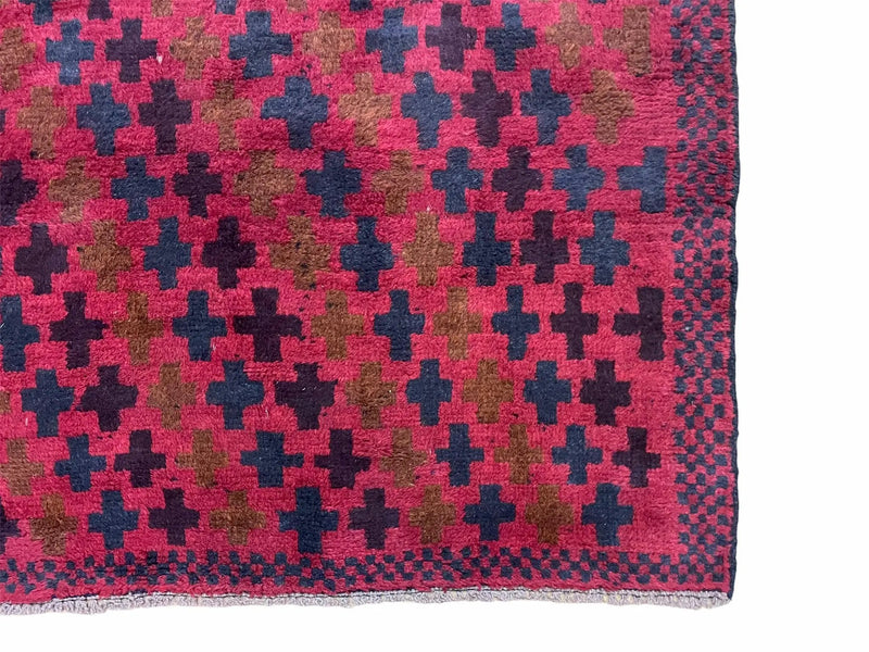 2' 10" X 4'8" Vintage Handmade Tribal Wool Rug Balouchi Rug Afghan Rug Red Beige by Jewel Rugs