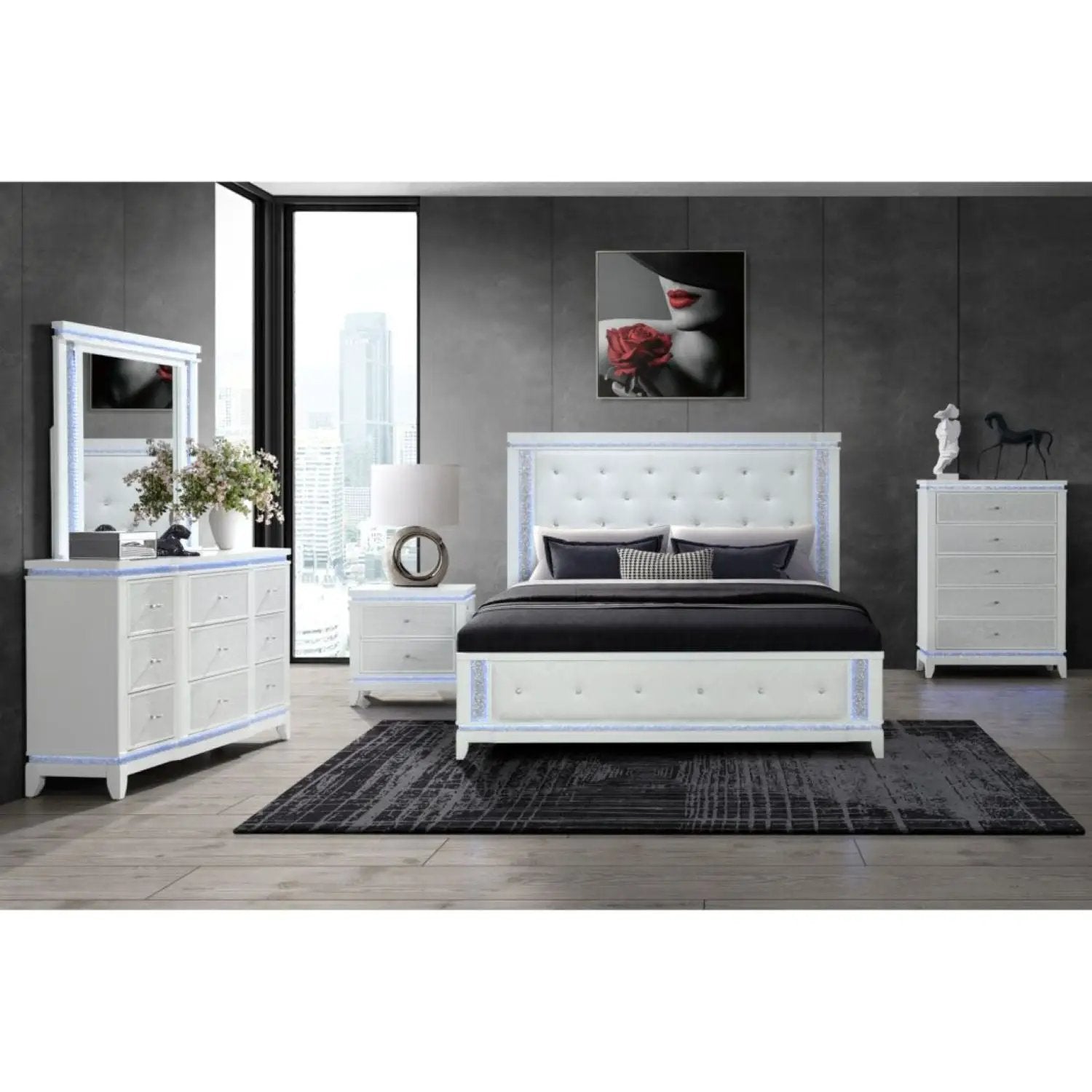 Adalid - Chest With LED Lighting - White by HouseOfZazla