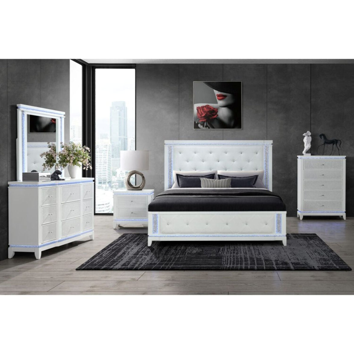 Adalid - Contemporary Bed With LED Lights, photo 7 of 7