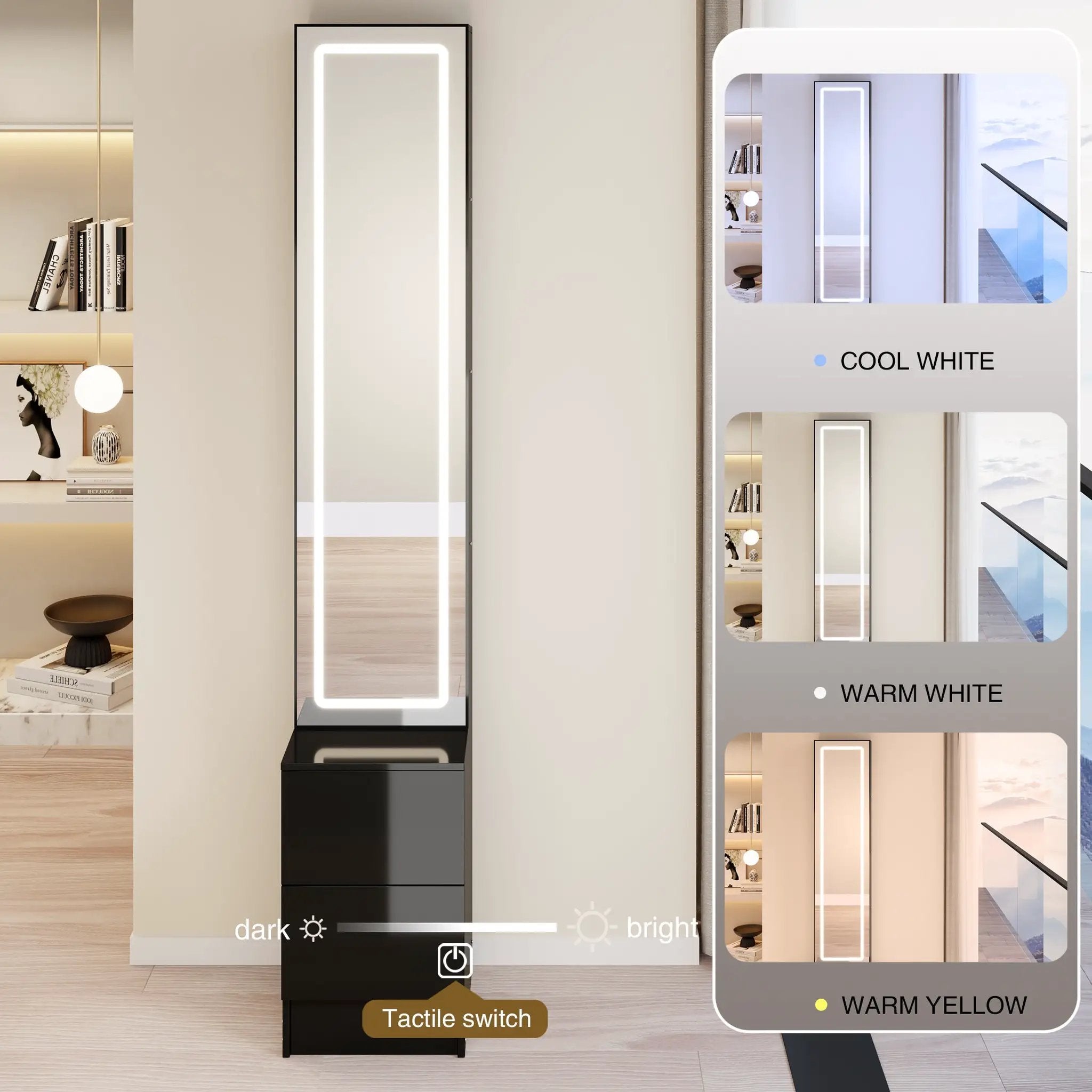 LED Dressing Mirror Cabinet with Adjustable Brightness by HouseOfZazla