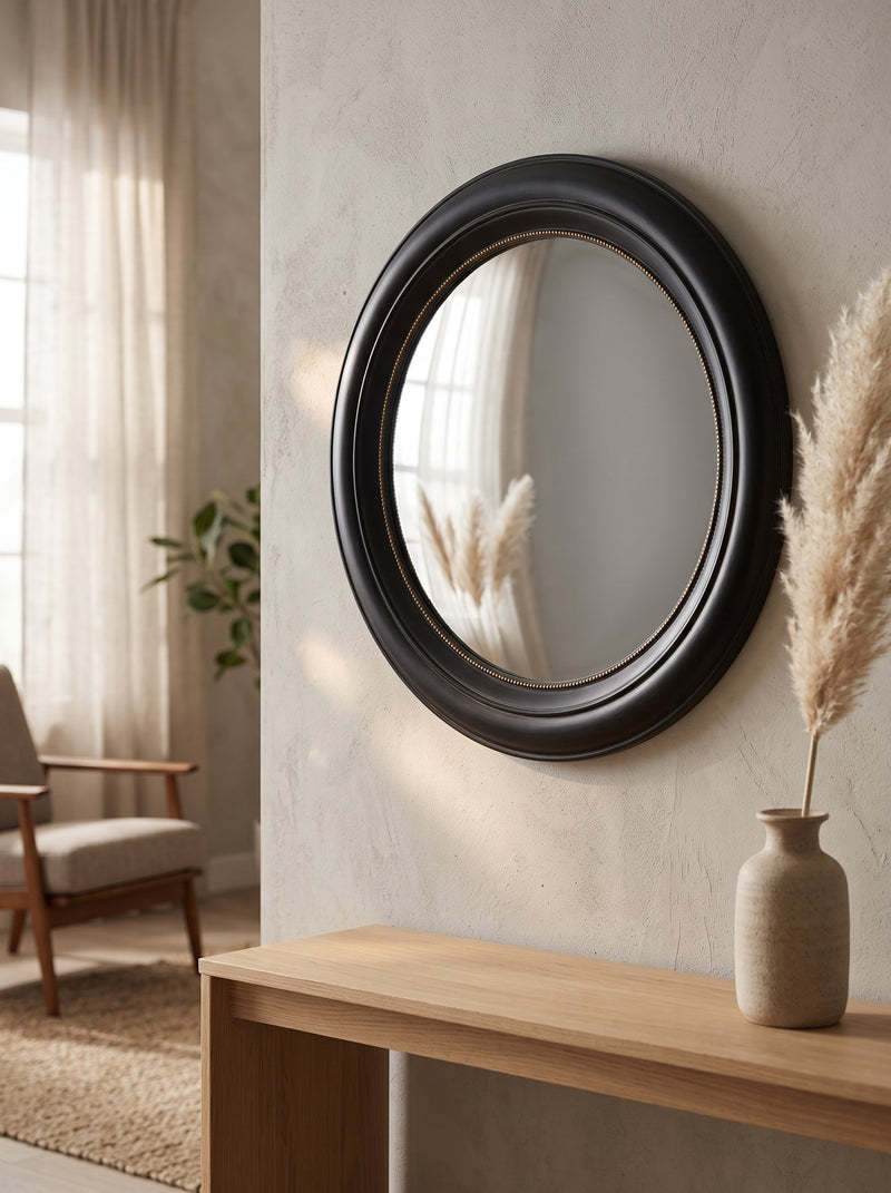 Round Wall Mirror with Black Frame - 20.5 Inch, photo 4 of 5