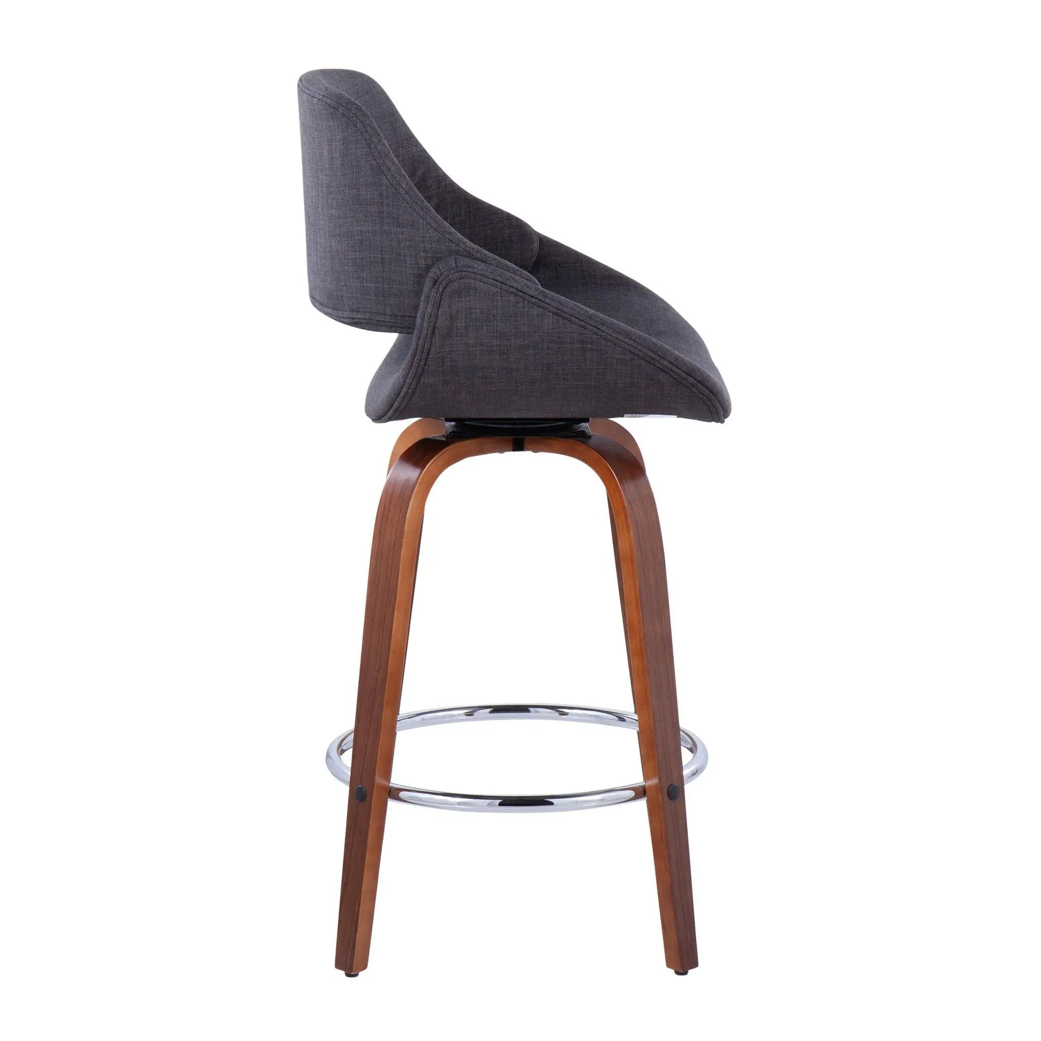 Fabrico - Mid Century Modern, Fixed Height Counter Stool With Round Footrest (Set of 2) by HouseOfZazla