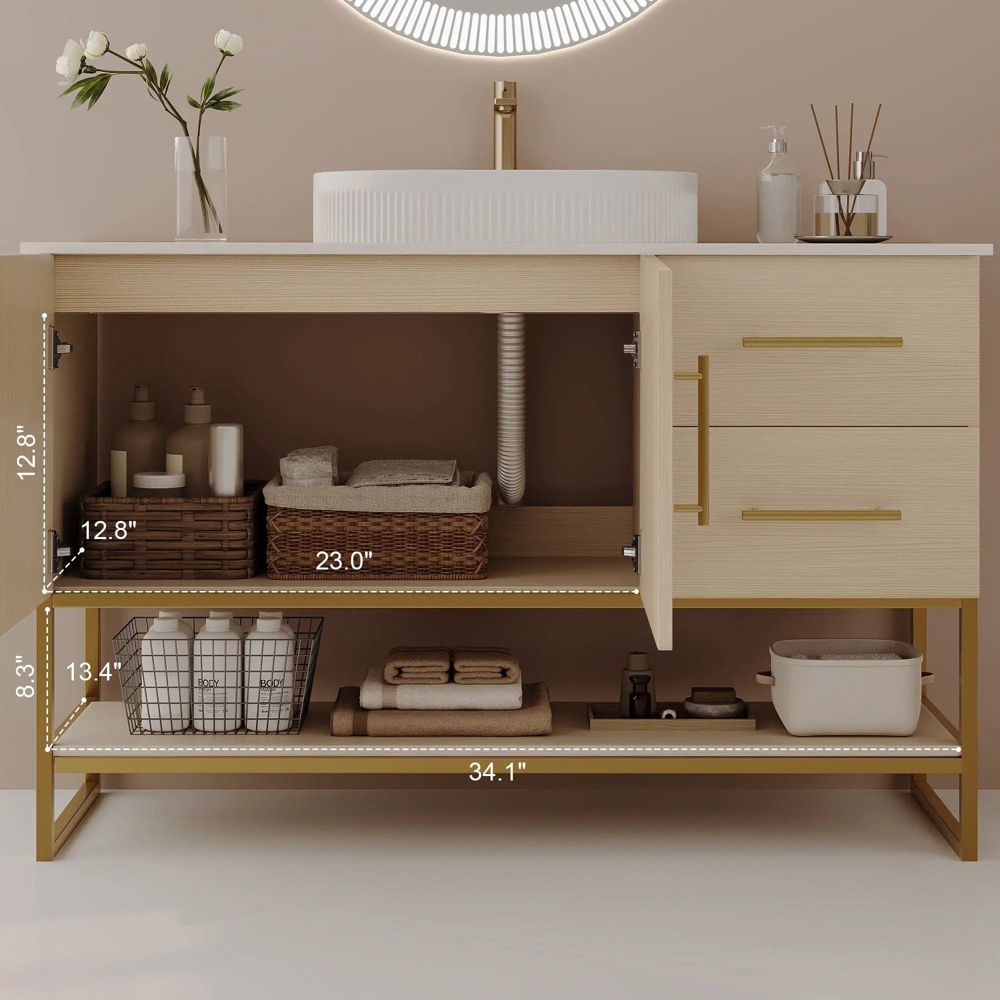 36" Modern Bathroom Vanity with Ceramic Vessel Sink by HouseOfZazla