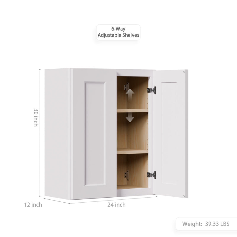 White Shaker Solid Wood Wall Cabinet with Soft-Close Doors by HouseOfZazla