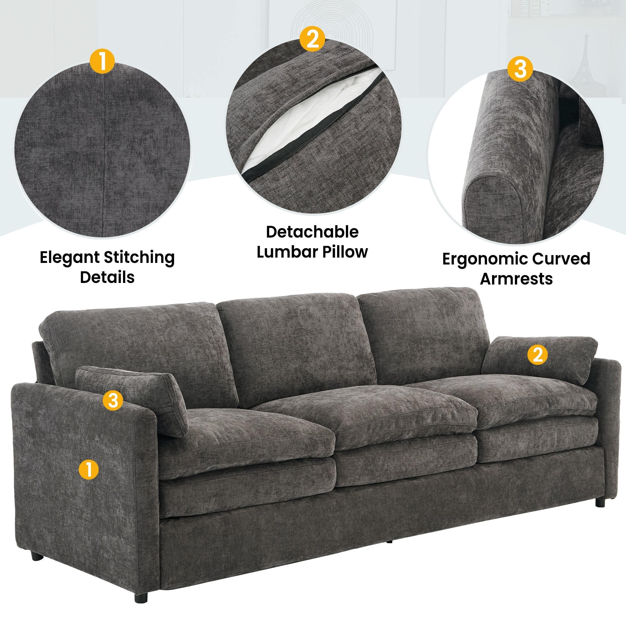 Cozy Upholstered Oversized 3-Seater Cloud Sofa by BLAKHOM