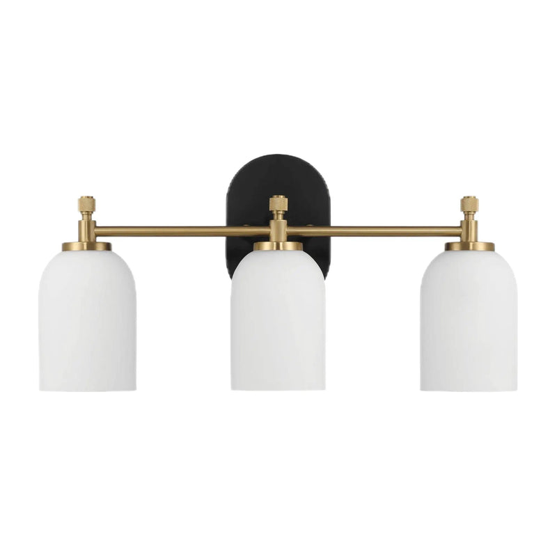 Meadows - 3 Lights Vanity Brush Bathroom Wall Light For Bathroom Over Mirror - Black / Gold / White by HouseOfZazla