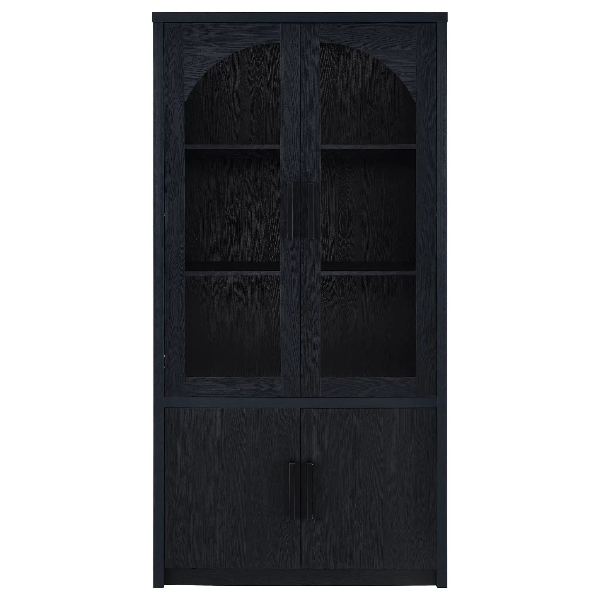 Riva 4-door Tall Accent Display Cabinet LED Lighting Black by Unique Piece Furniture