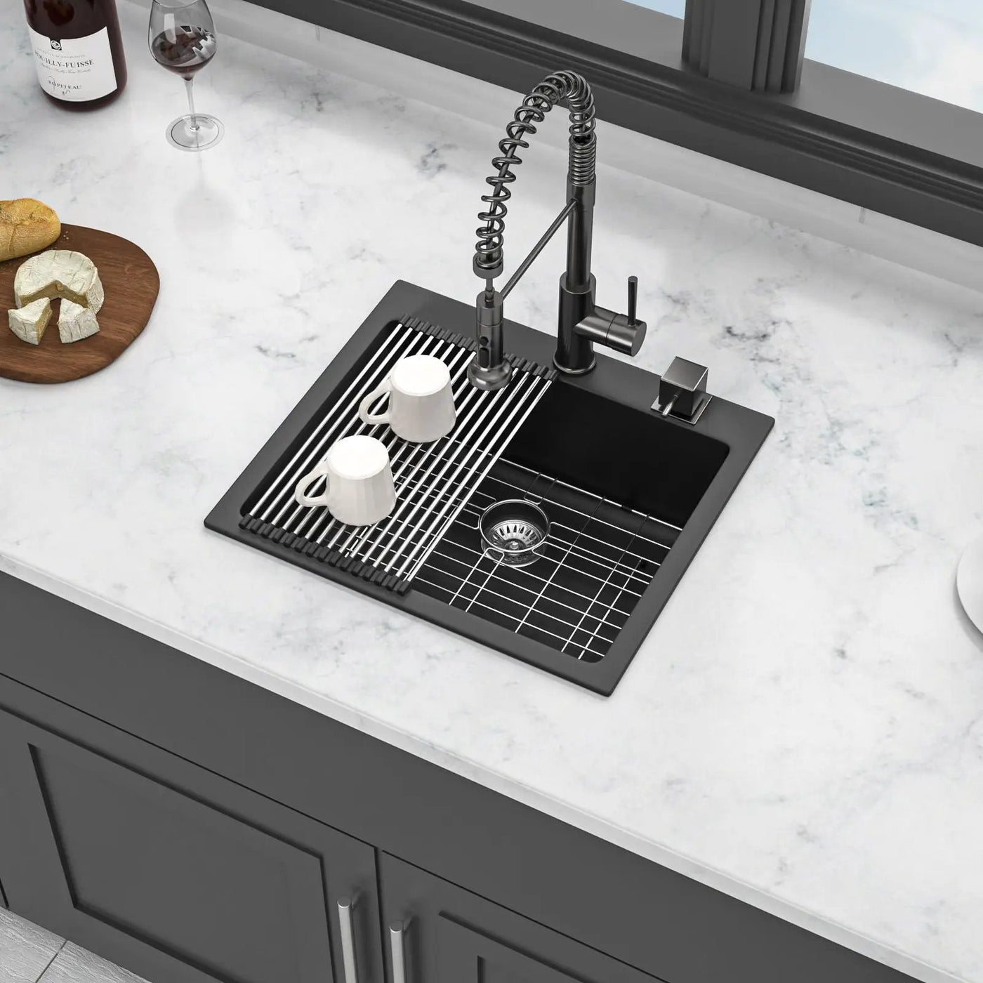 Quartz Kitchen Sink, Granite Composite, Drop In Sink With Durable Design by HouseOfZazla