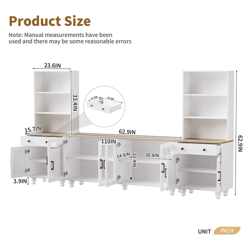 Farmhouse TV Stand With Solid Wood Gourd Shaped Legs For TVs Up To 70" by HouseOfZazla