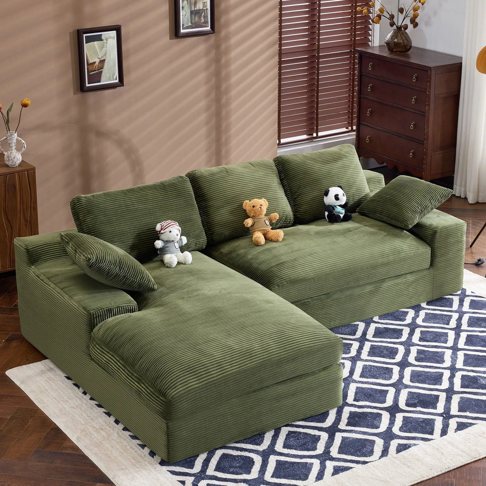 Compressed Sofa With 3 Back Cushions, 2 Throw Pillows by Unique Piece Furniture