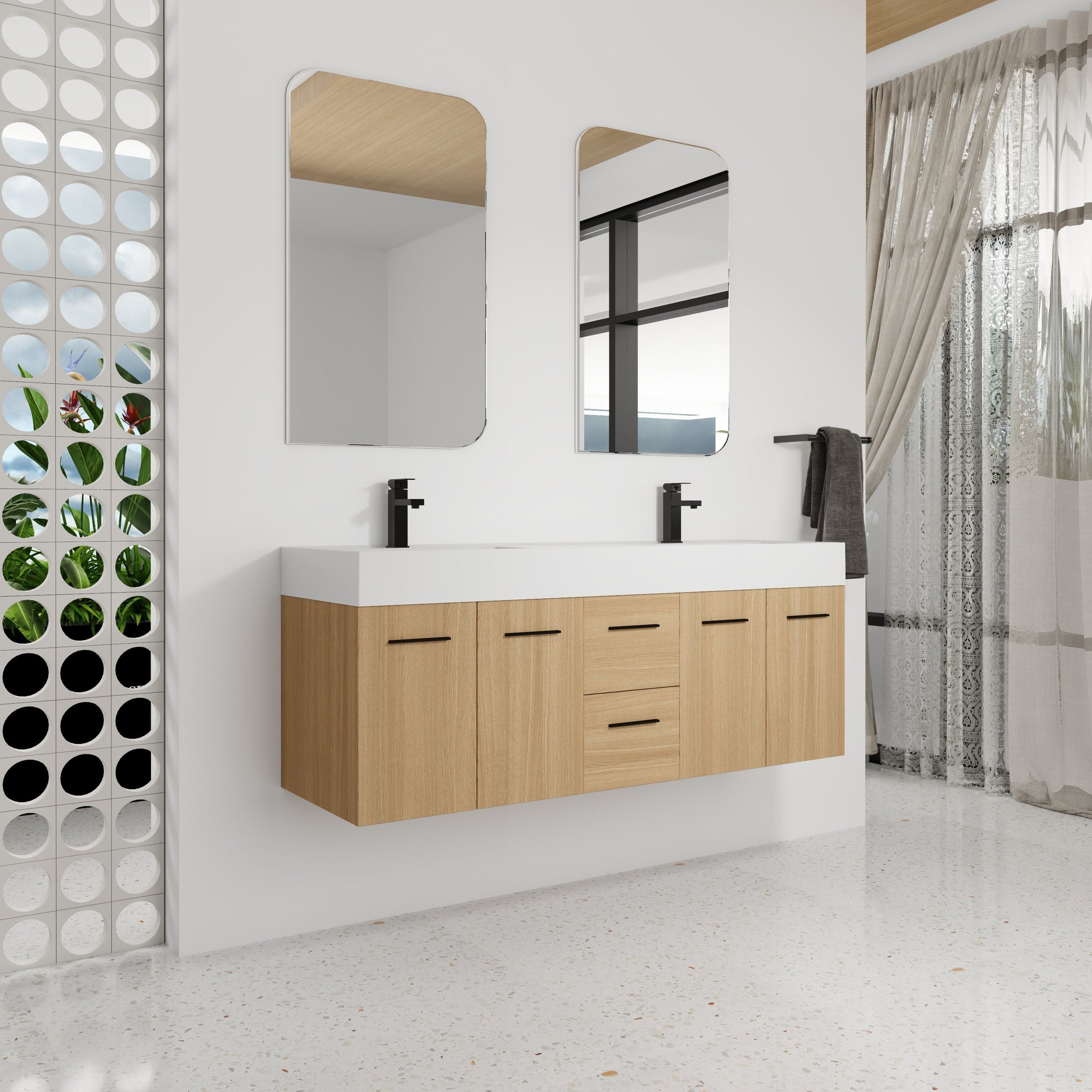 60" Floating Double Sink Bathroom Vanity with Drawers and Doors by HouseOfZazla