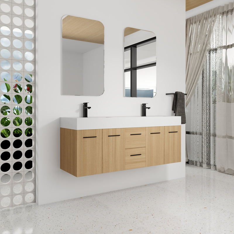60" Floating Double Sink Bathroom Vanity with Drawers and Doors by HouseOfZazla