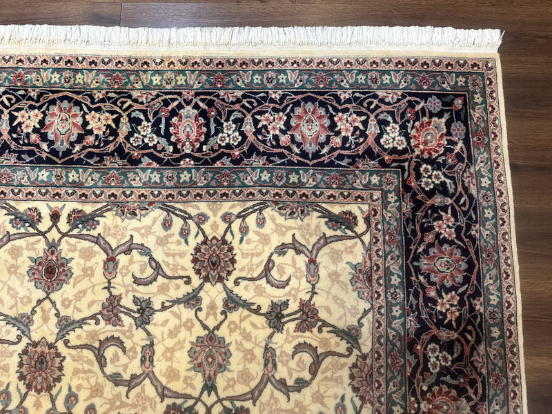 Sino Persian Rug 8x10, Allover Pattern, Beige and Midnight Blue, Wool Oriental Carpet by Jewel Rugs