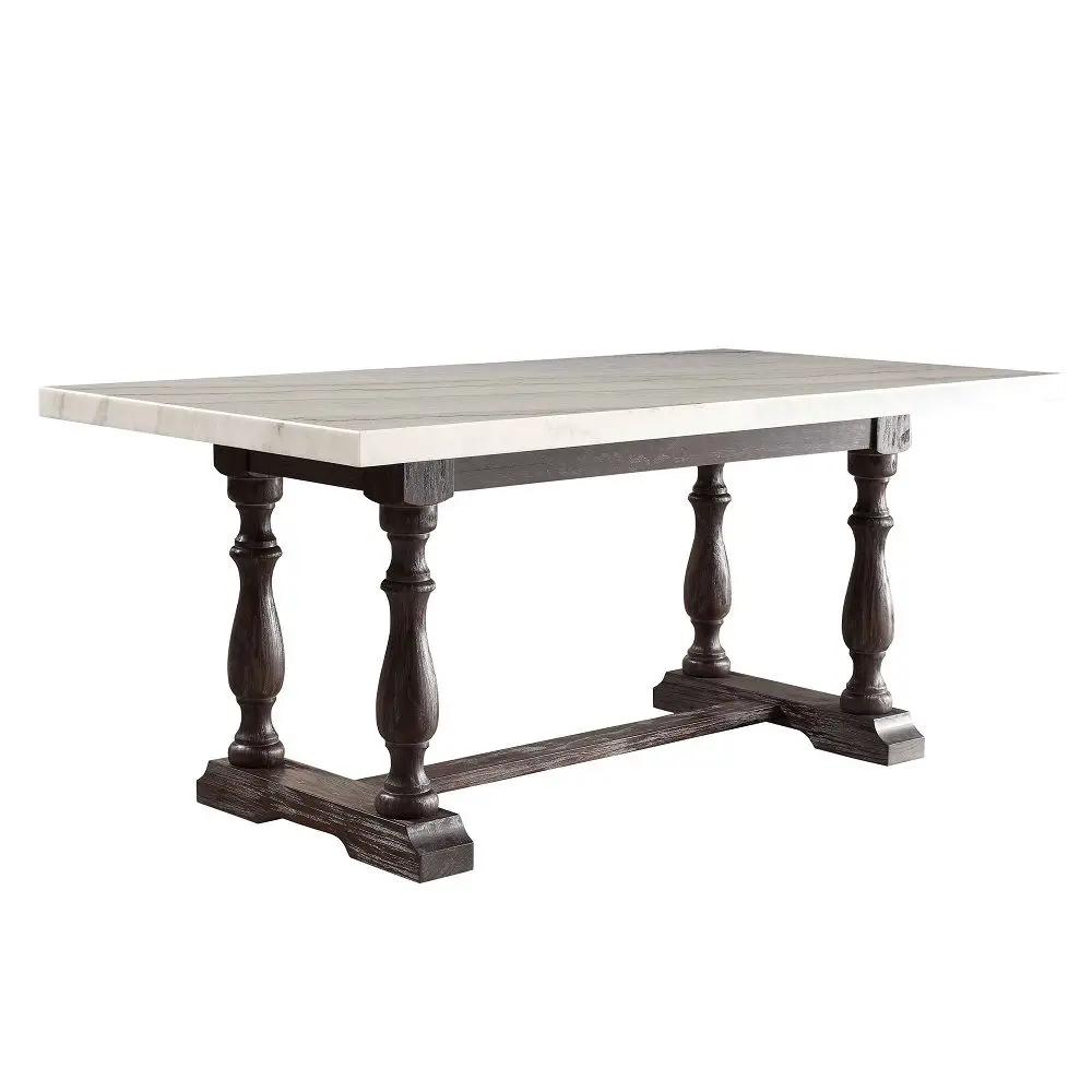 Gerardo - 31" Dining Table - White Marble Top & Weathered Espresso by Unique Piece Furniture