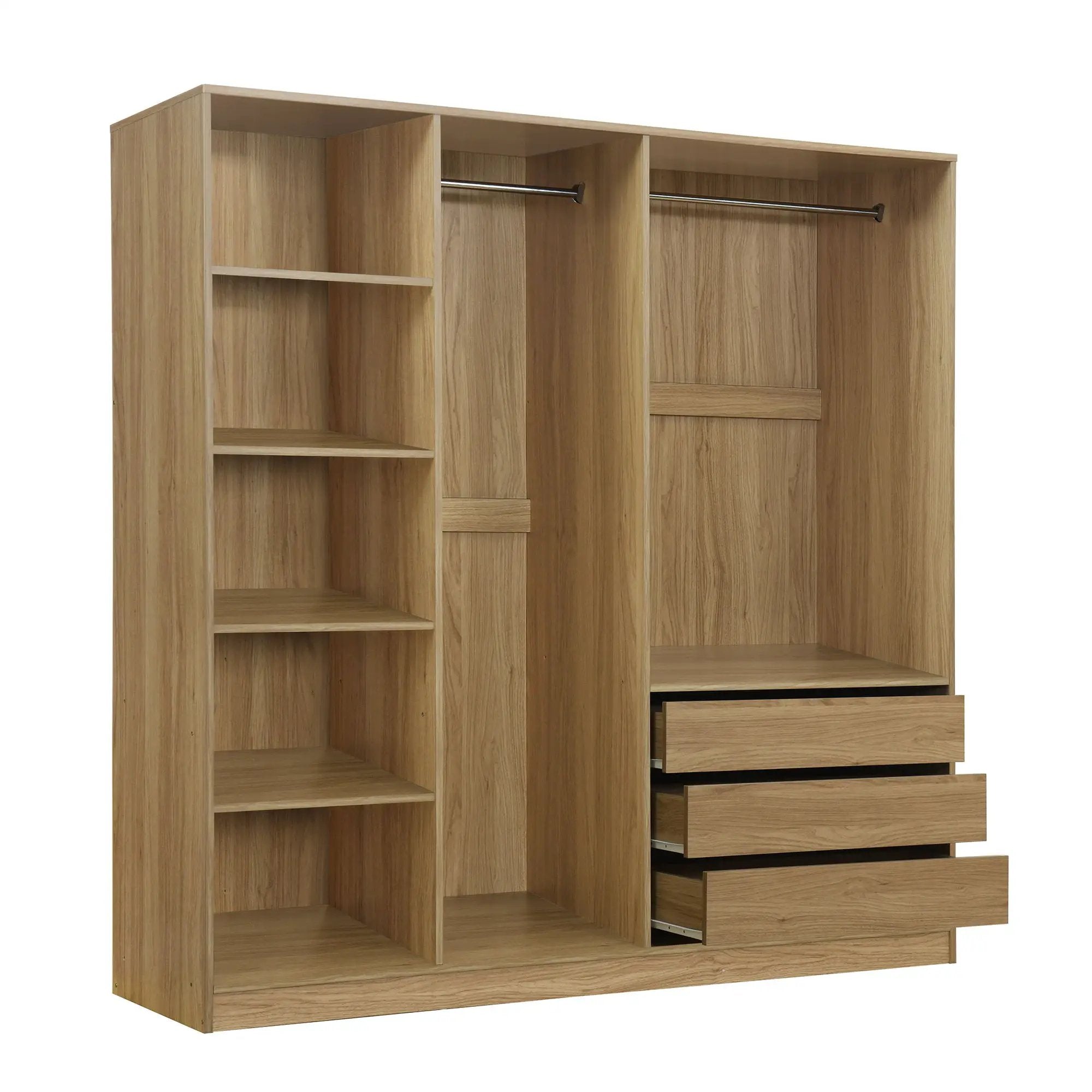 Doorless Storage Wardrobe For Dedroom With Shelves And 3 Drawers by Unique Piece Furniture