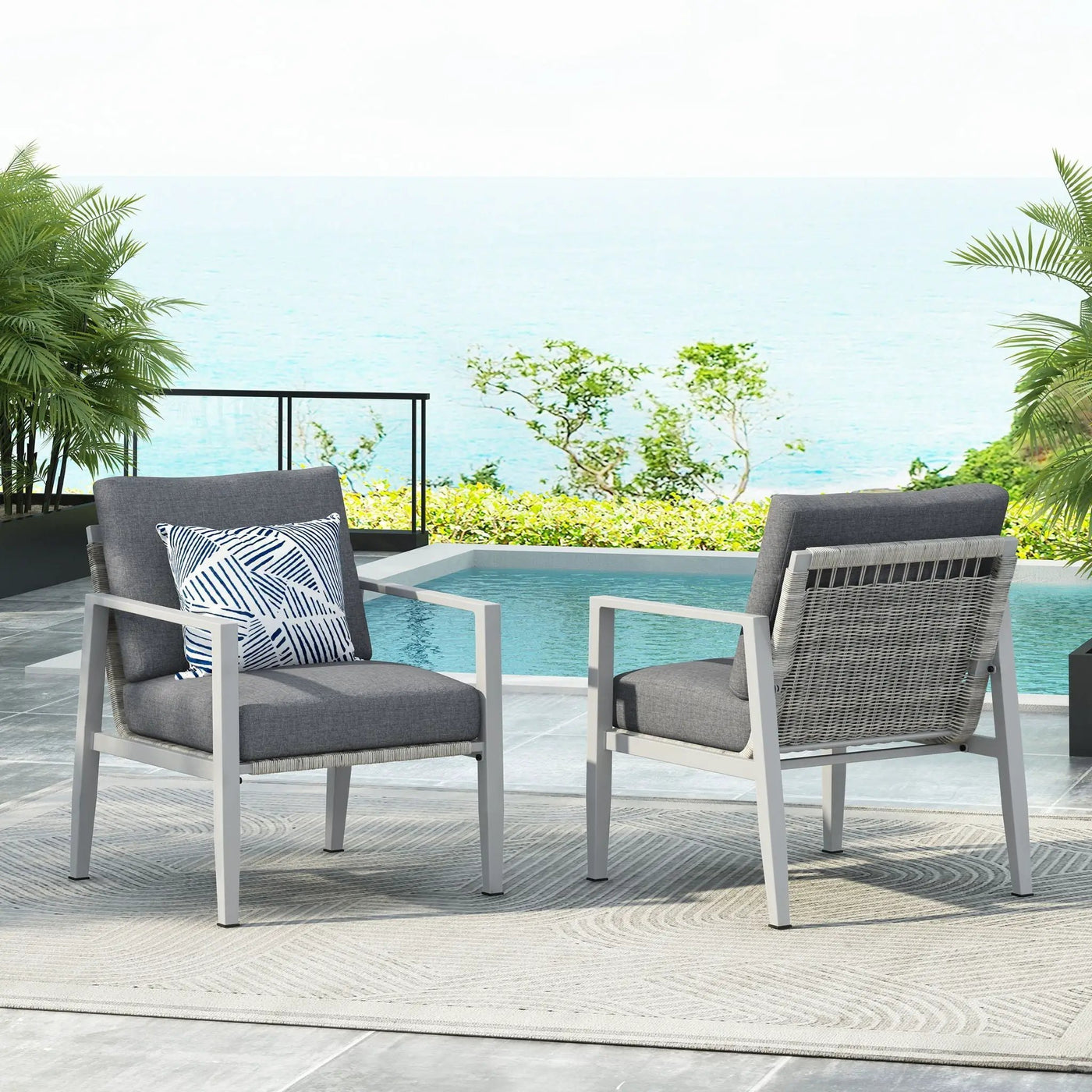 Modern Lounge Chair With Rope Accents And Cushions by HouseOfZazla