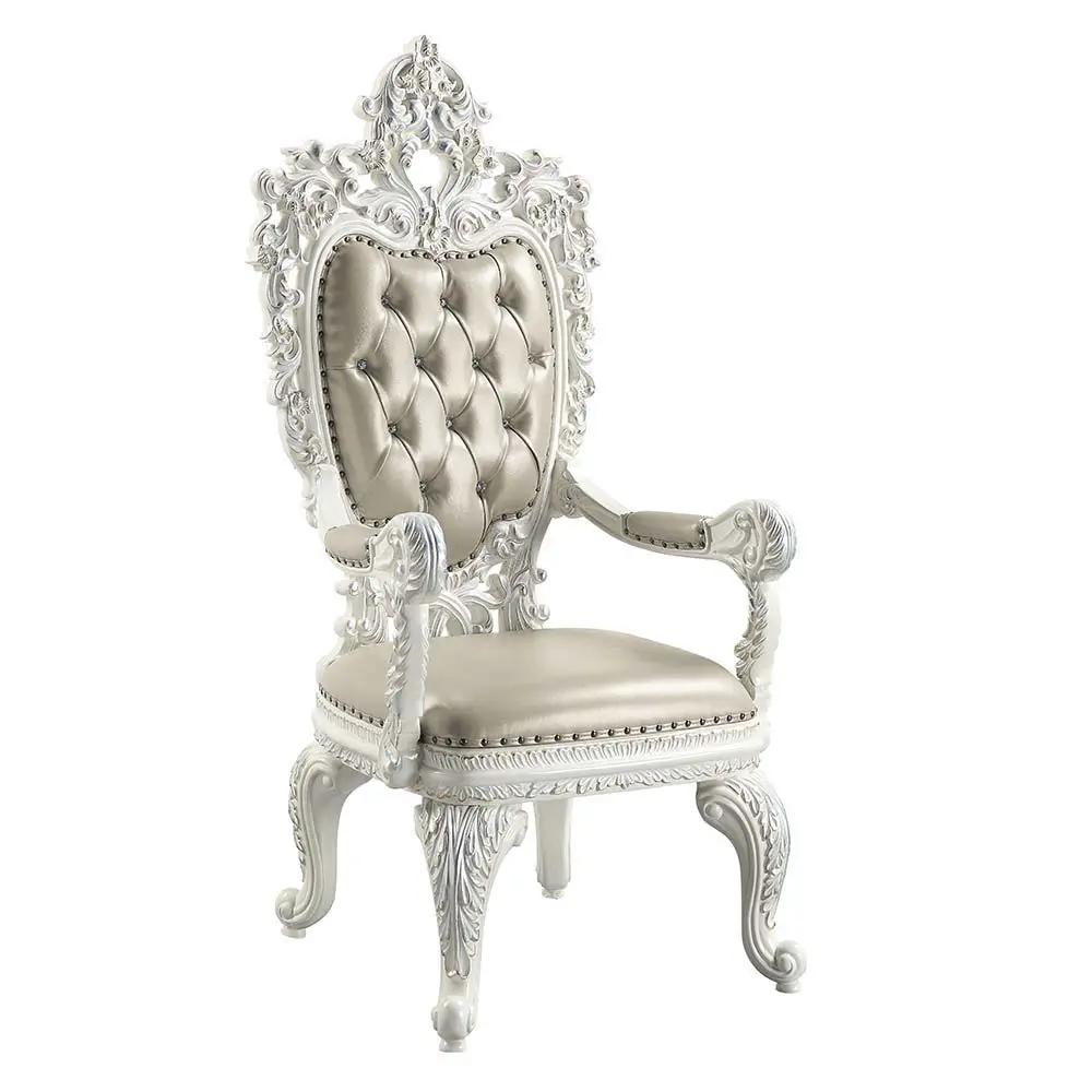 Vanaheim - Arm Chair (Set of 2) - Beige Synthetic Leather & Antique White by Unique Piece Furniture