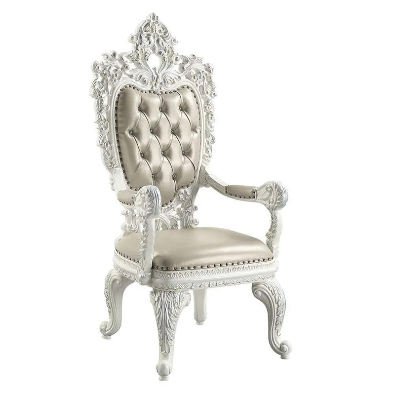 Vanaheim - Arm Chair (Set of 2) - Beige Synthetic Leather & Antique White by Unique Piece Furniture