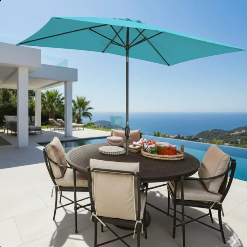 Rectangular Patio Umbrella With Crank Tilt, Polyester UV-Resistant Canopy by HouseOfZazla