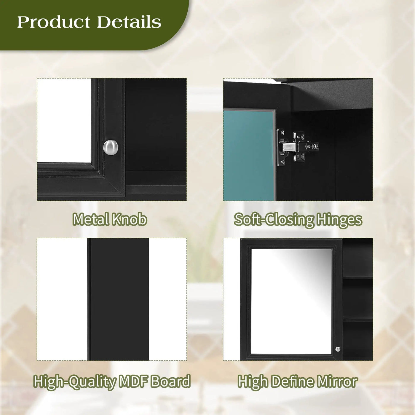 Wall Mount 2 In 1 Mirror Cabinet With Adjustable Shelf, Soft-Closing Hinges by HouseOfZazla