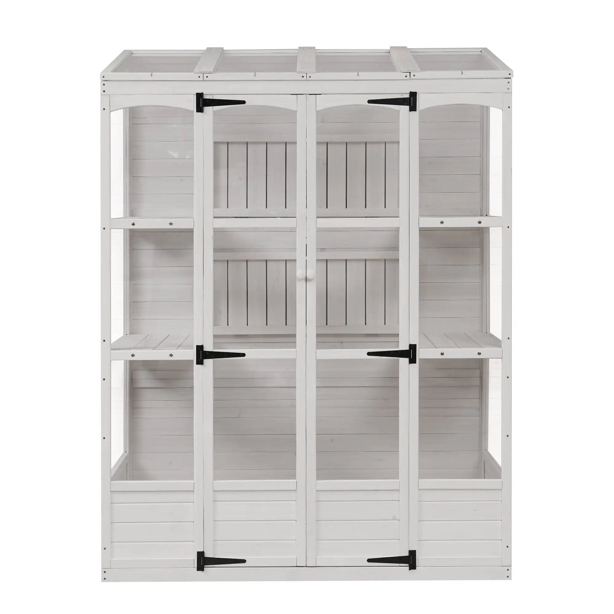 TOPMAX 78-Inch Wooden Greenhouse with Skylights and Folding Shelves by HouseOfZazla