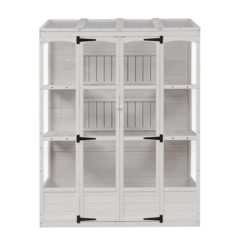 TOPMAX 78-Inch Wooden Greenhouse with Skylights and Folding Shelves by HouseOfZazla