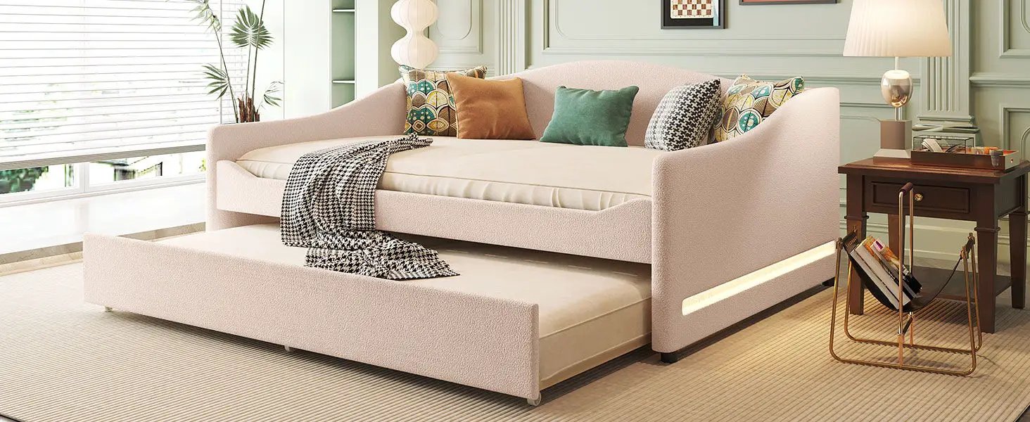 Upholstered Daybed With Light And Trundle by HouseOfZazla