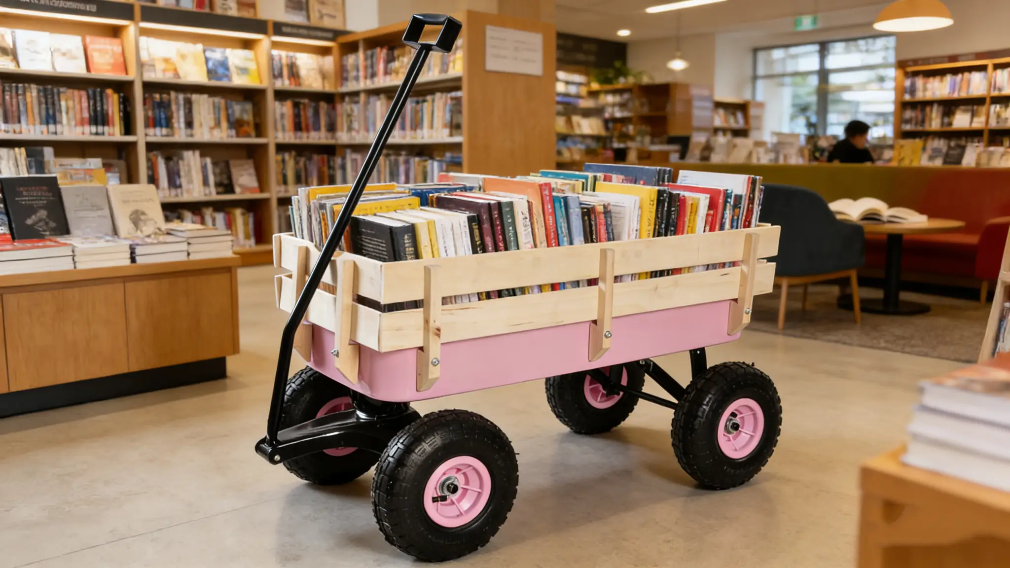 Outdoor All Terrain Garden Wagon with Wooden Railings and Pneumatic Tires by HouseOfZazla