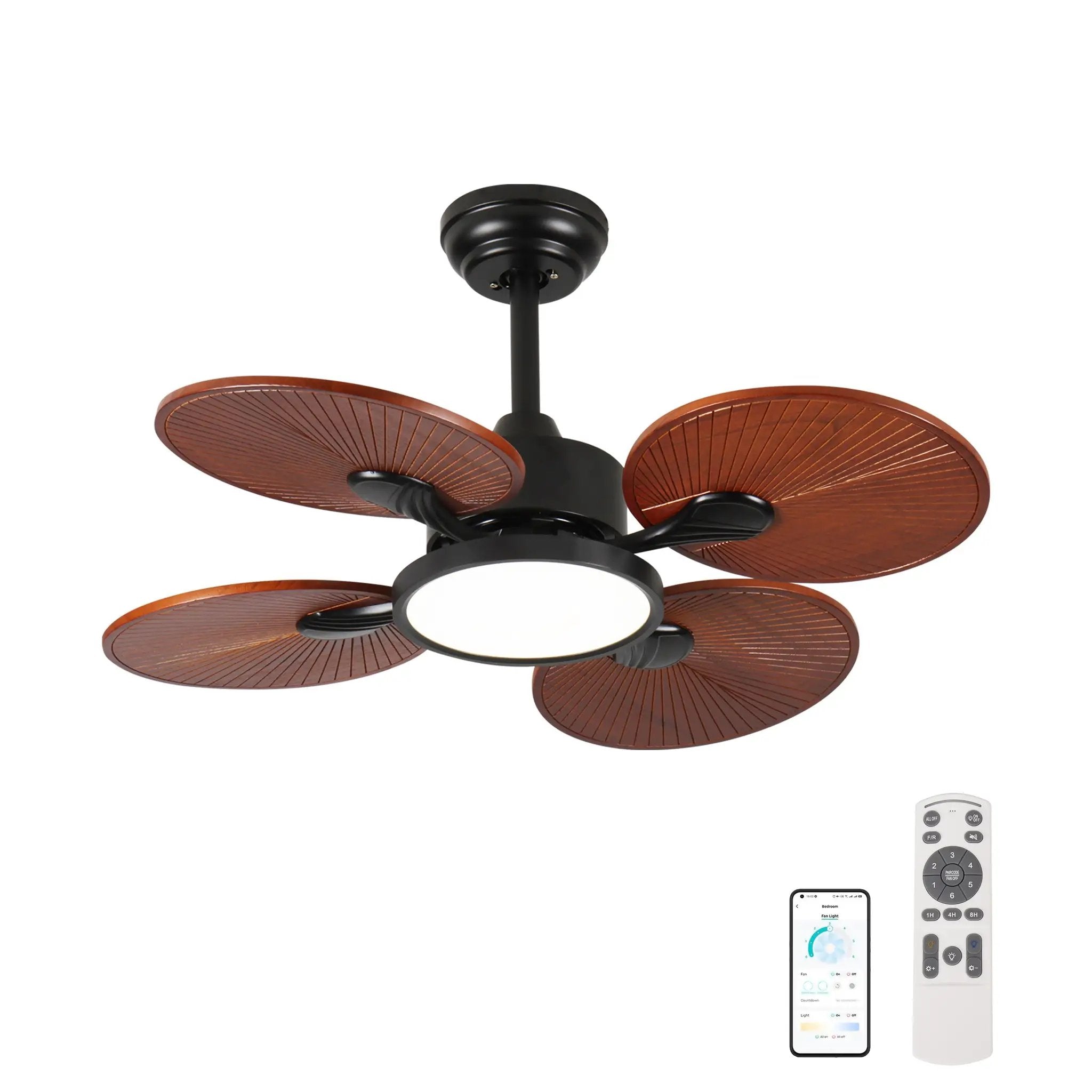 33-Inch Ceiling Fan with Light and 5 Solid Wood Blades by HouseOfZazla