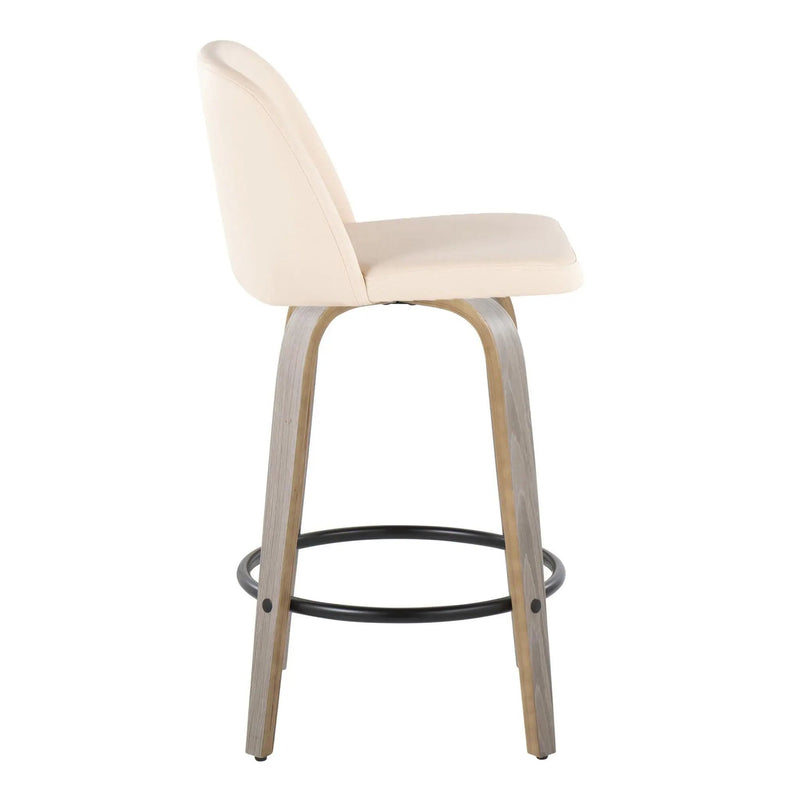 Toriano - Contemporary Fixed Height Counter Stool With Swivel & Round Footrest (Set of 2) by Unique Piece Furniture