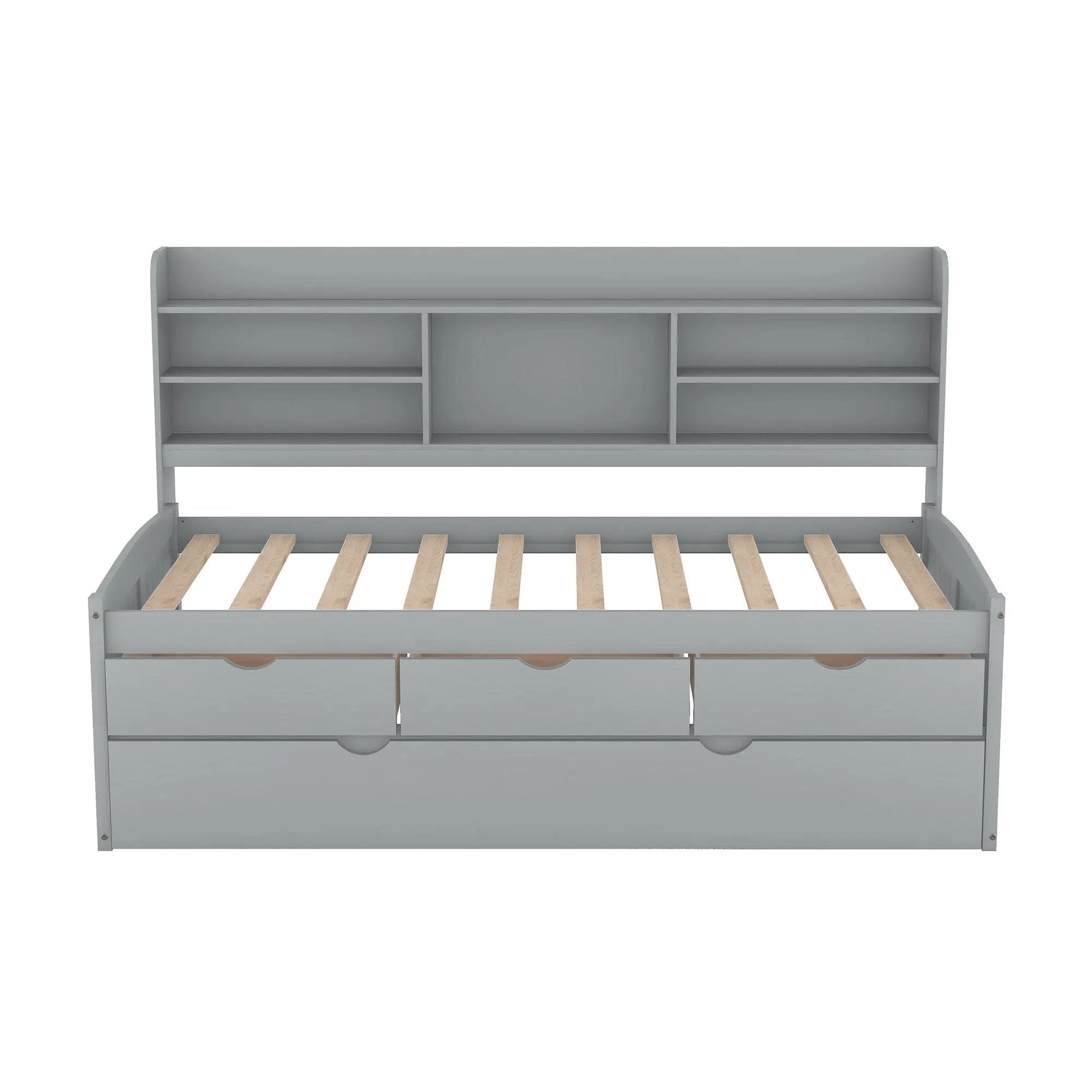Captain Bed With Built In Bookshelves, 3 Storage Drawers, And Trundle by Unique Piece Furniture