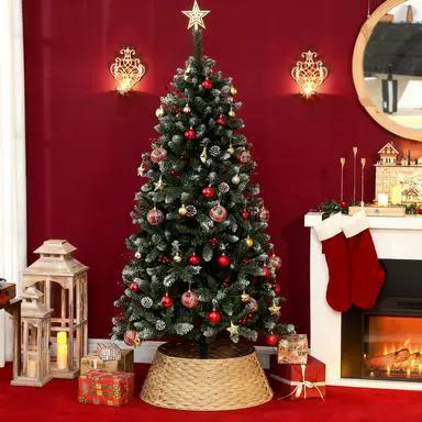 Rustic Christmas Tree Skirt, Plastic Woven Christmas Tree Collar by HouseOfZazla