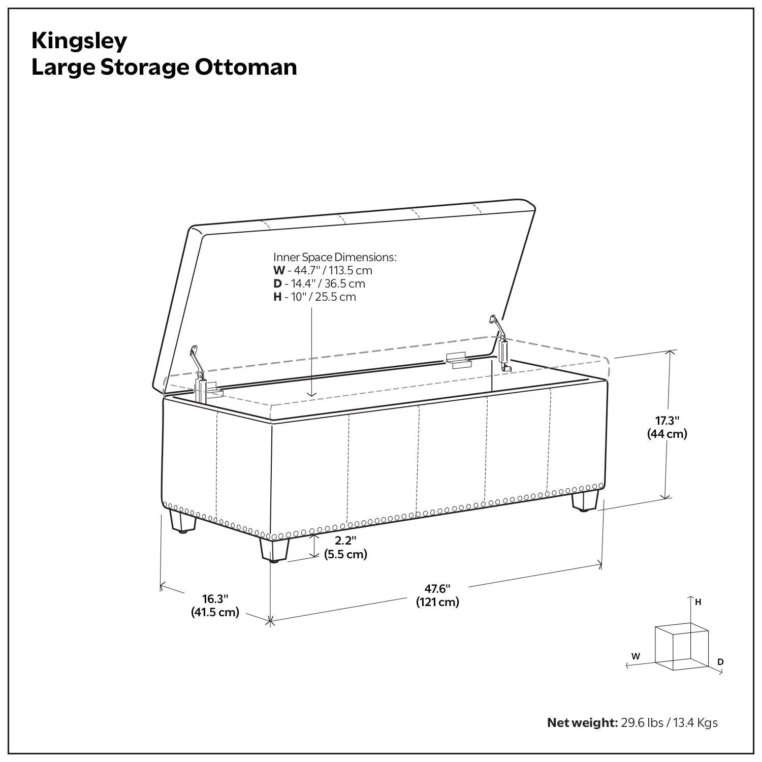 Kingsley - Upholstered Large Storage Ottoman by Unique Piece Furniture