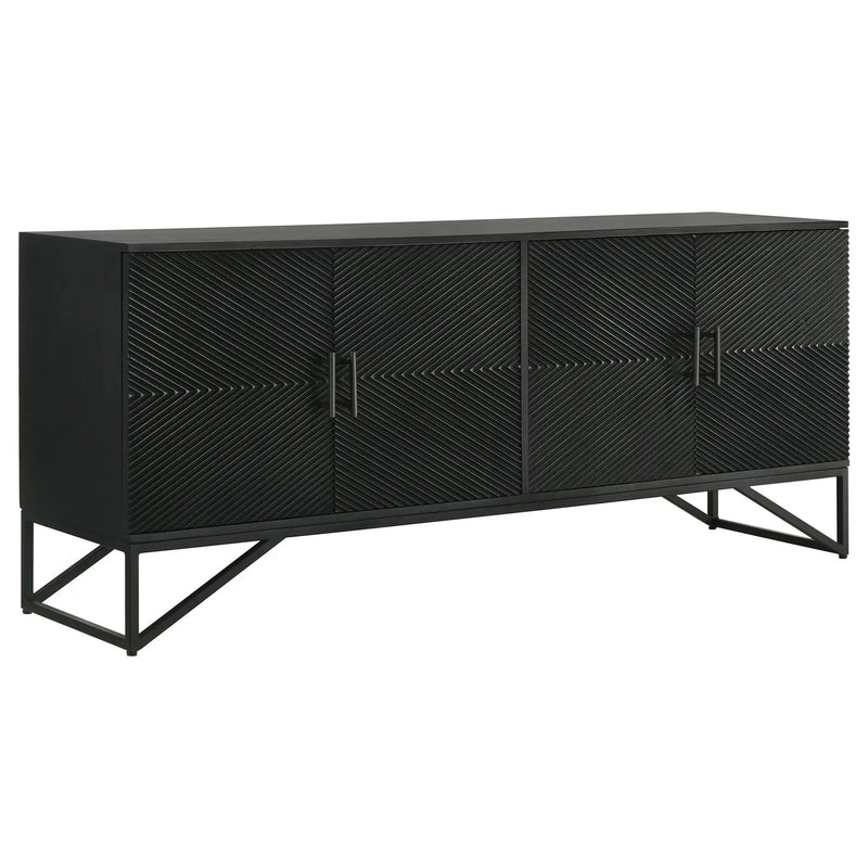 Riddell 4-door Wood Reeding Accent Cabinet Matte Black by Unique Piece Furniture
