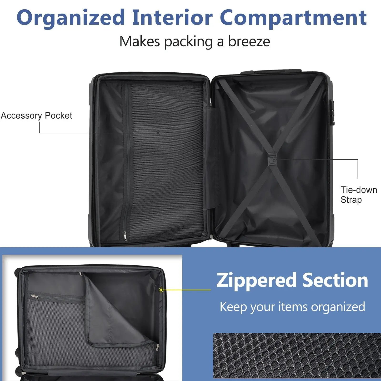 Lightweight Durable ABS Hardshell Suitcase by HouseOfZazla